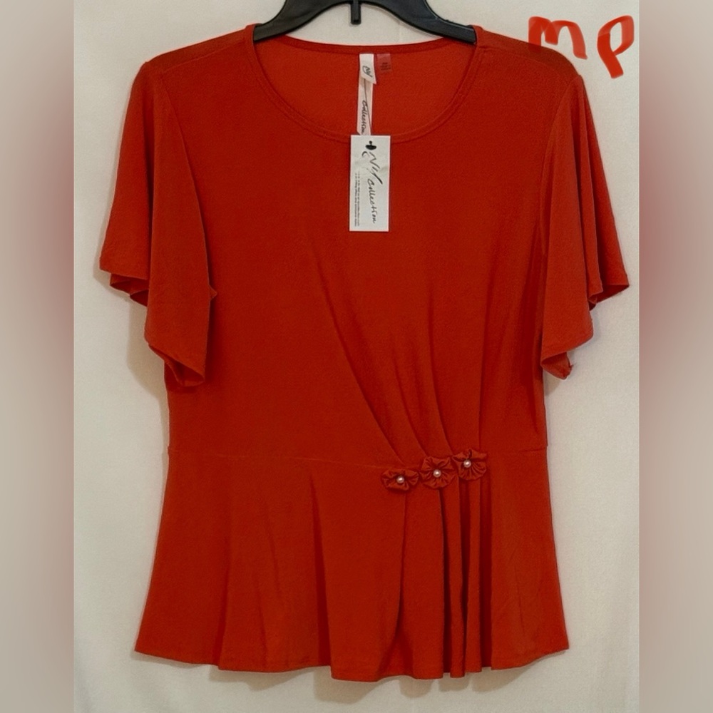 NY Collection Vibrant Orange Blouse